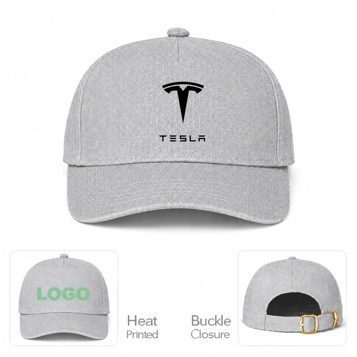 Tesla Car Dad Baseball Cap Hat - Gray