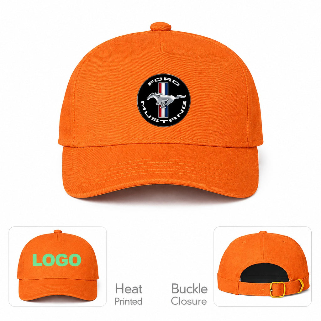 Ford Mustang Motorsport Car Dad Baseball Cap Hat - Orange