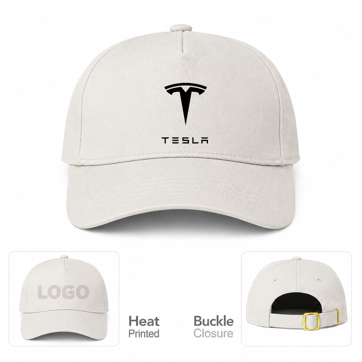 Tesla Car Dad Baseball Cap Hat - Beige