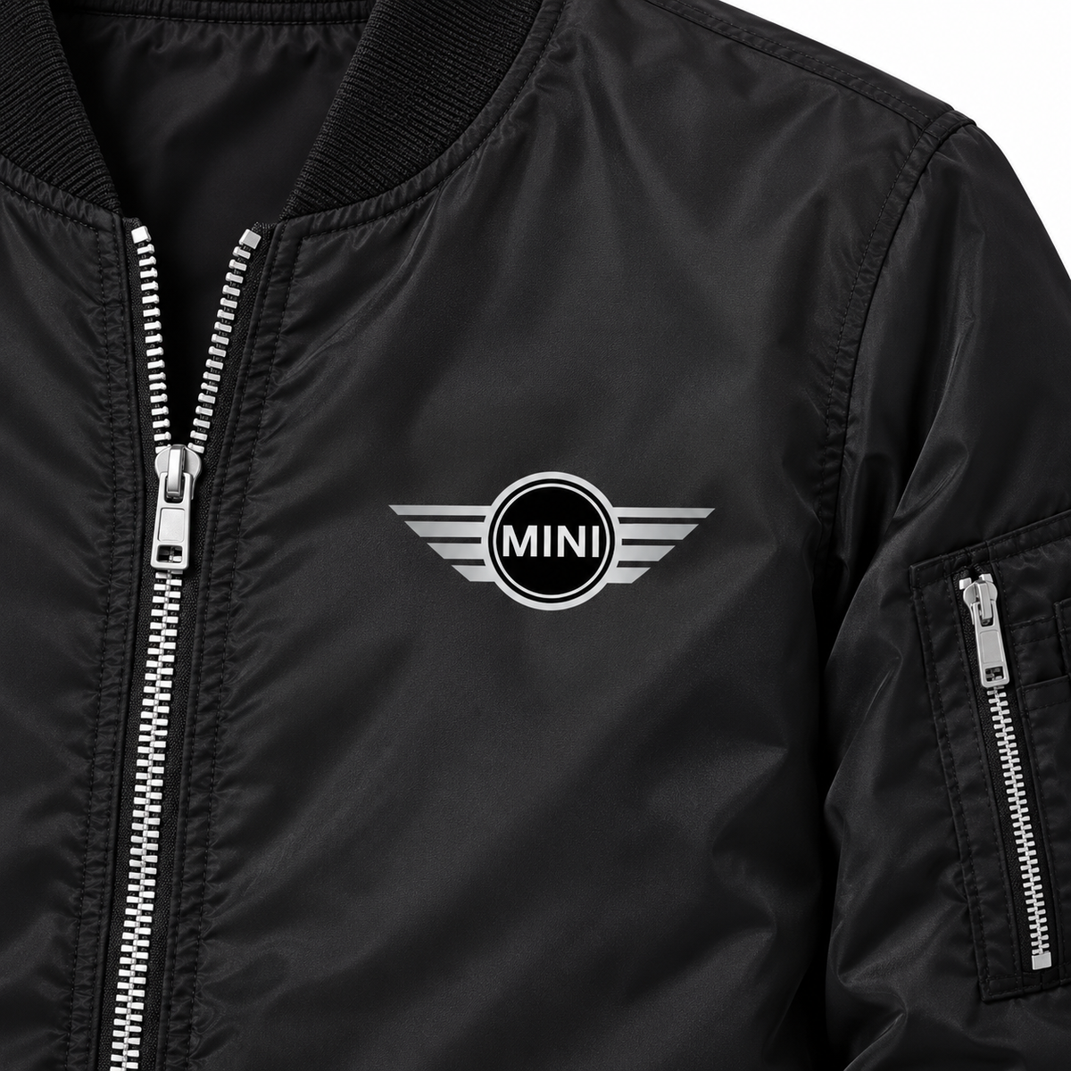 Mini Cooper bomber jacket | Black | Chest detail