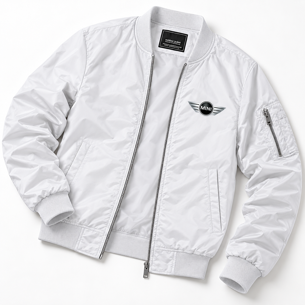 Mini Cooper bomber jacket | White | Flat lay