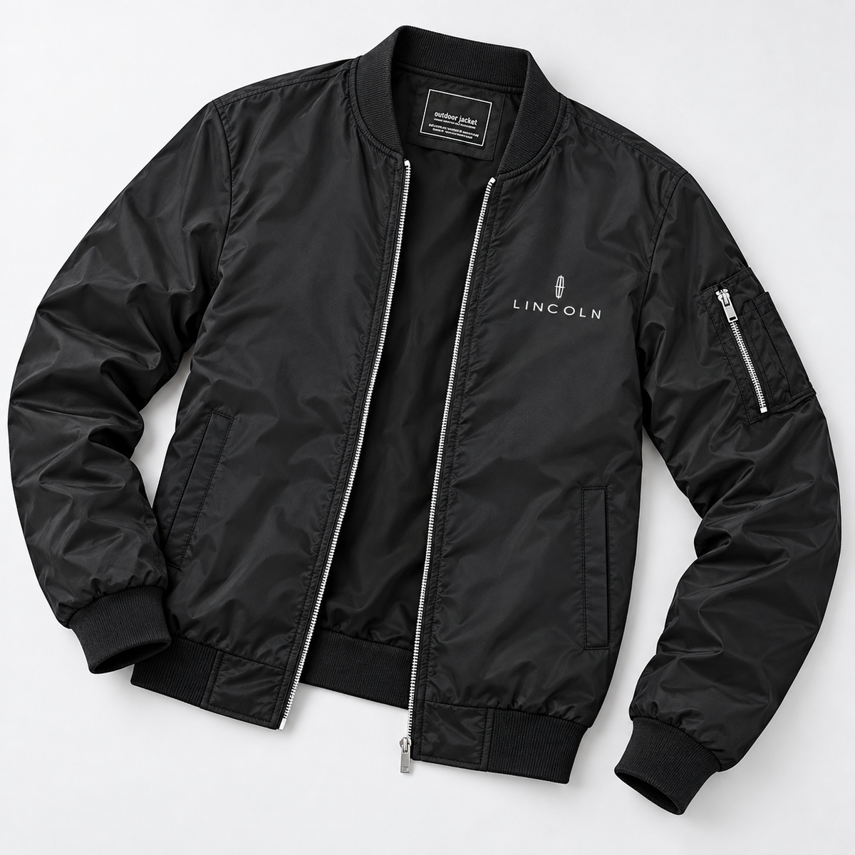 Lincoln bomber jacket | Black | Flat lay