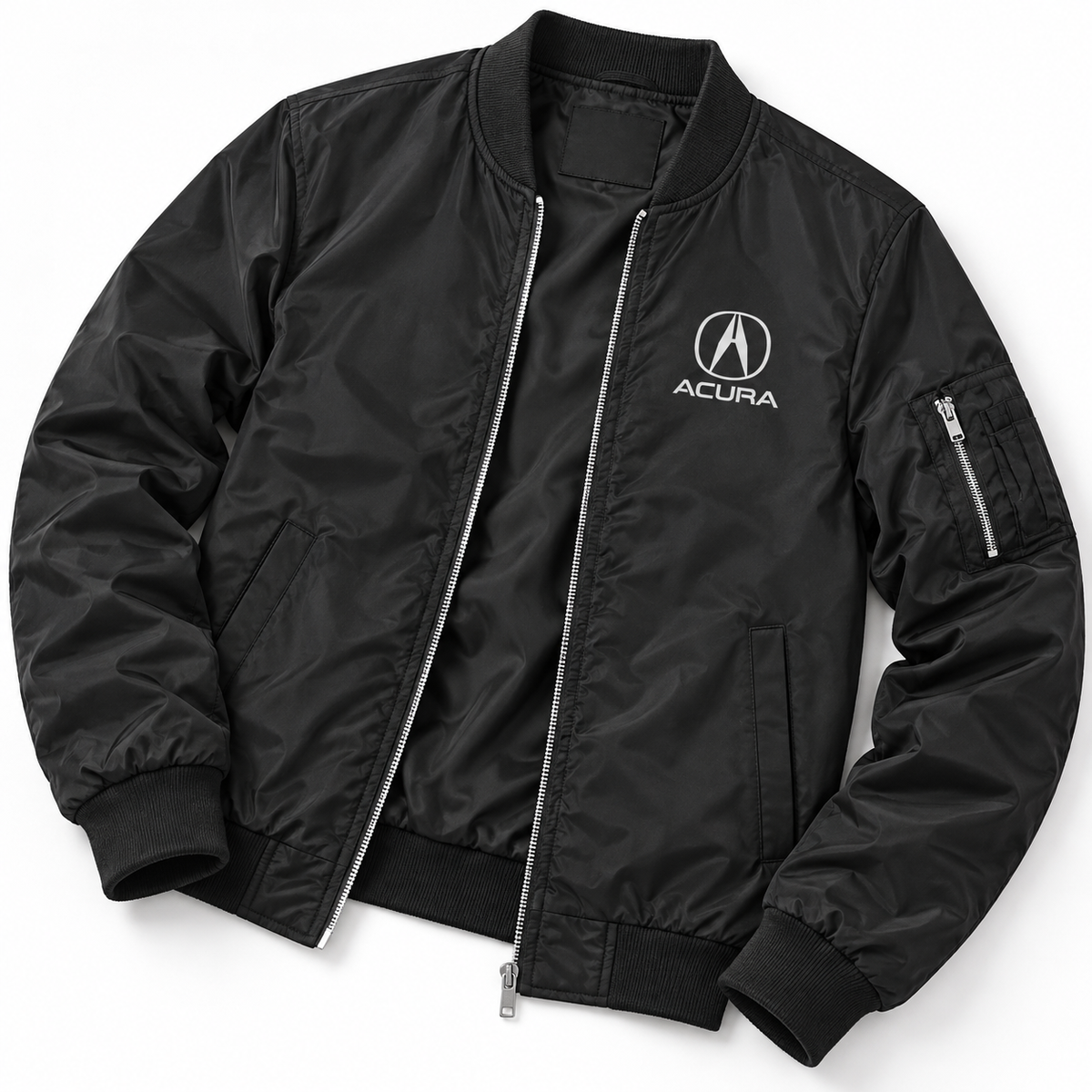 Acura bomber jacket | Black | Flat lay