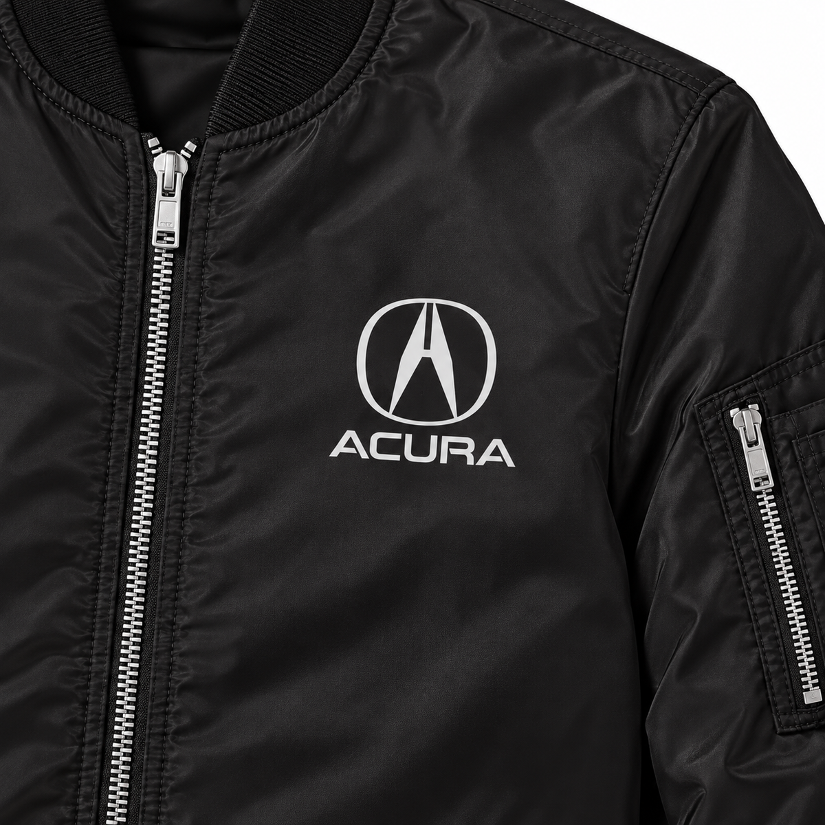 Acura bomber jacket | Black | Chest detail