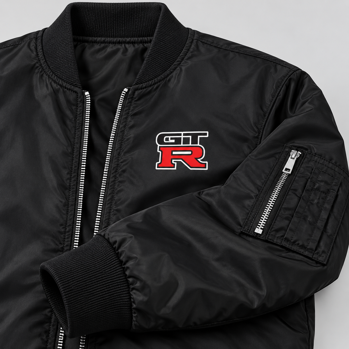 GT-R bomber jacket | Black | Sleeve detail