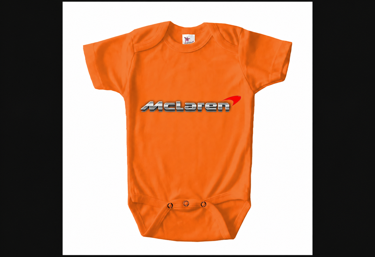 McLaren baby onesie | Orange | corrected red swoosh