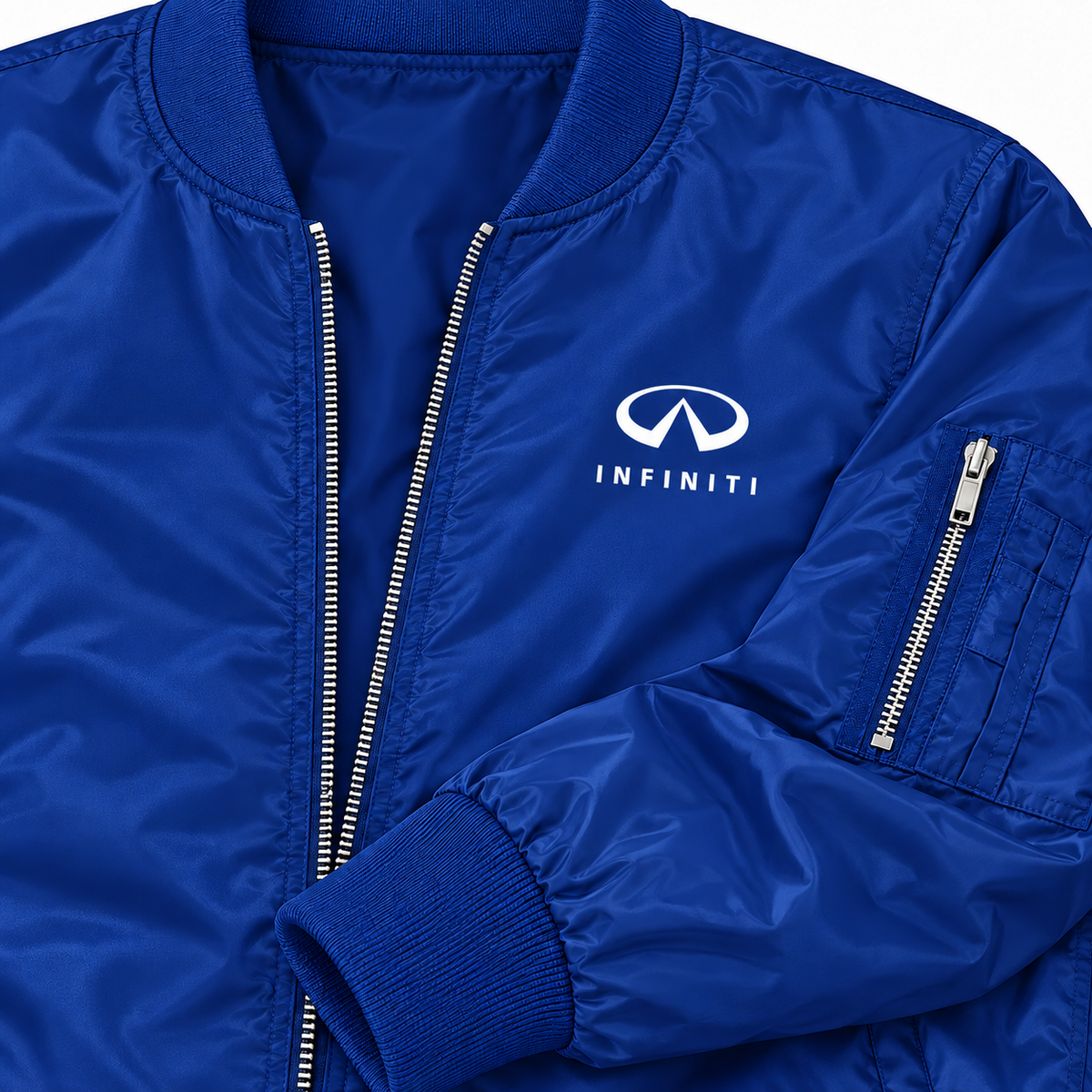 Infiniti Luxury bomber jacket | Blue | Sleeve detail