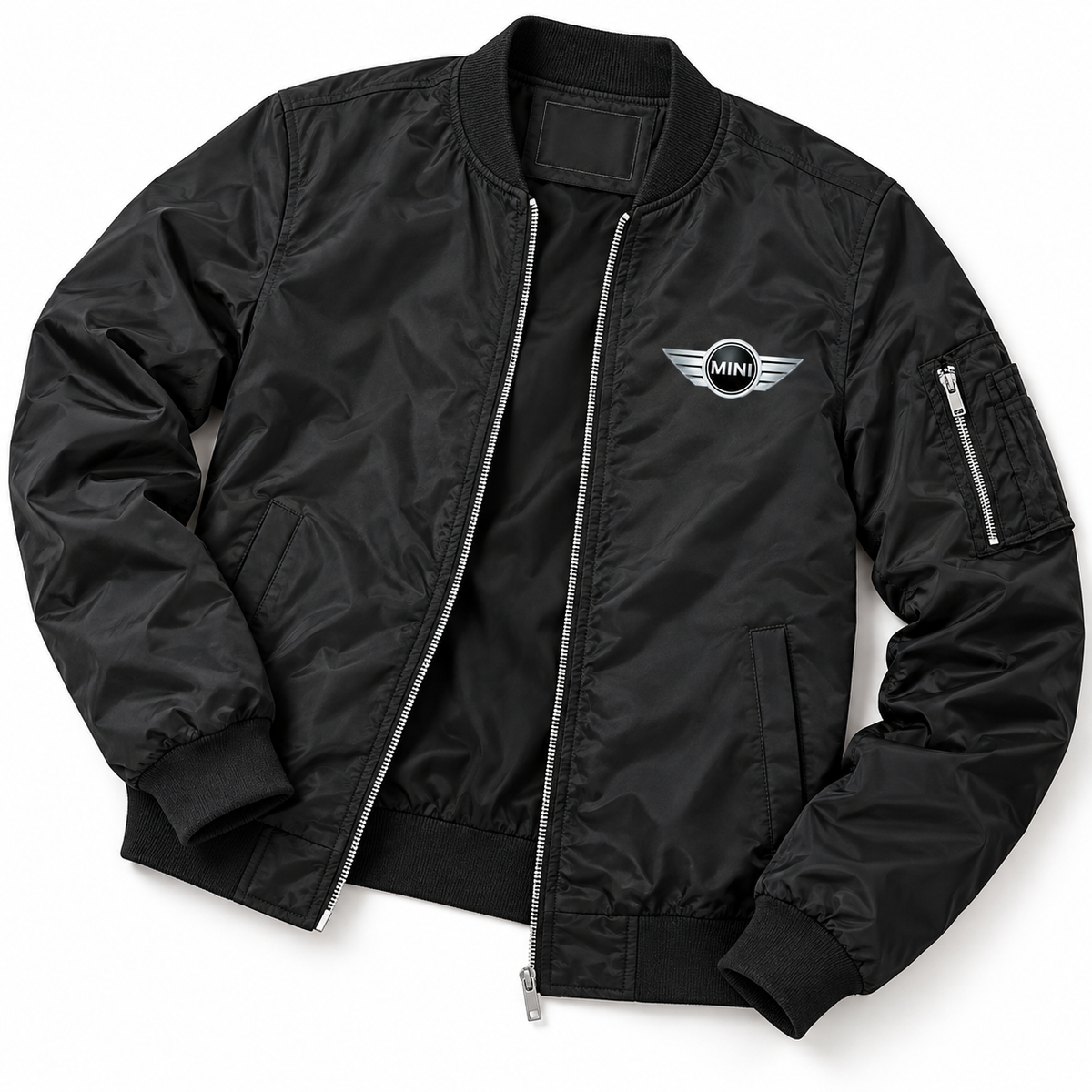 Mini Cooper bomber jacket | Black | Flat lay