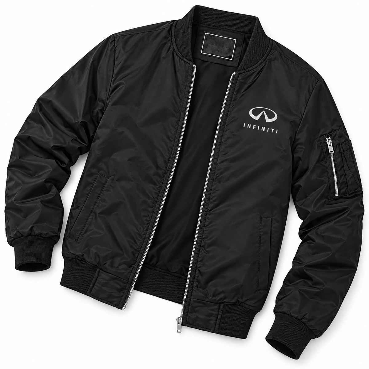 Infiniti Luxury bomber jacket | Black | Flat lay