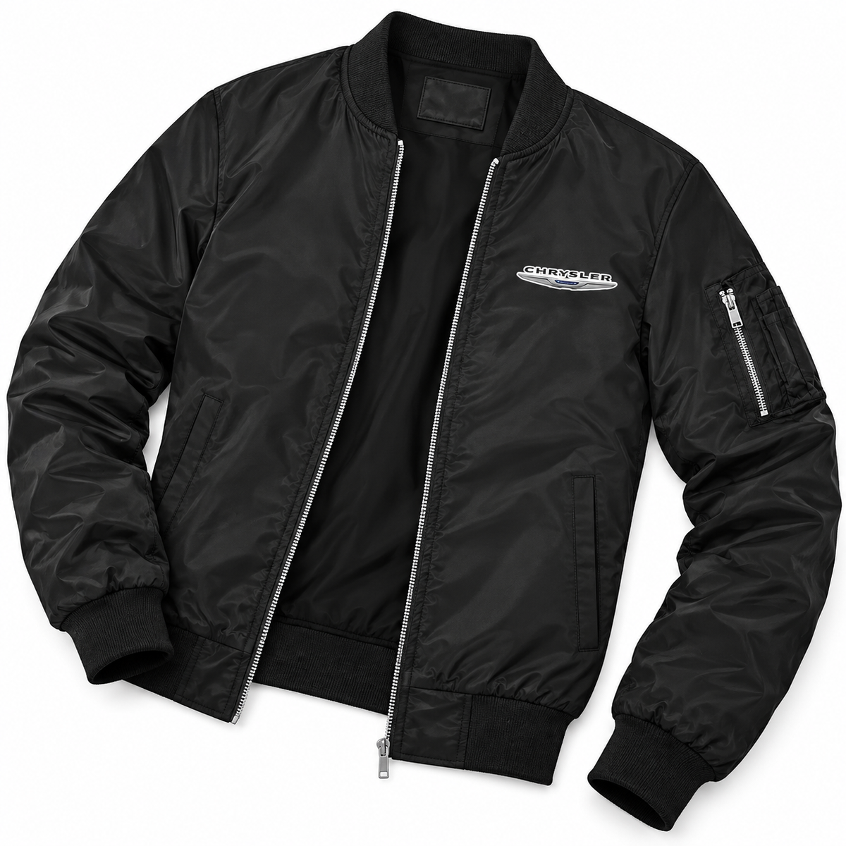 Chrysler bomber jacket | Black | Flat lay