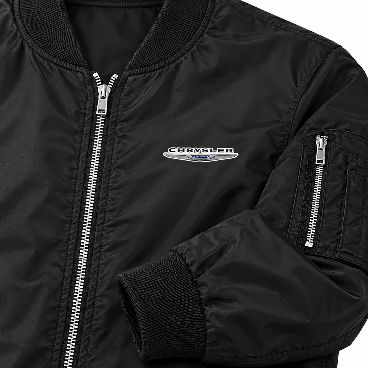 Chrysler bomber jacket | Black | Sleeve detail