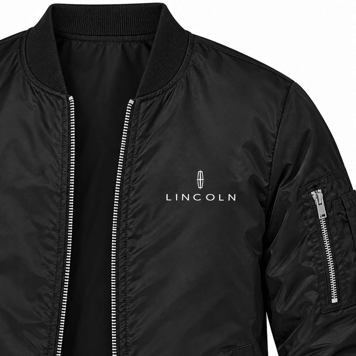 Lincoln bomber jacket | Black | Chest detail