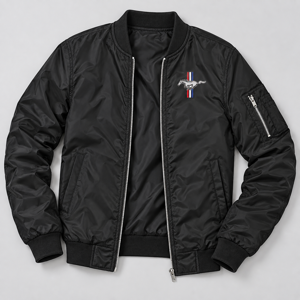 Mustang bomber jacket | Black | Flat lay