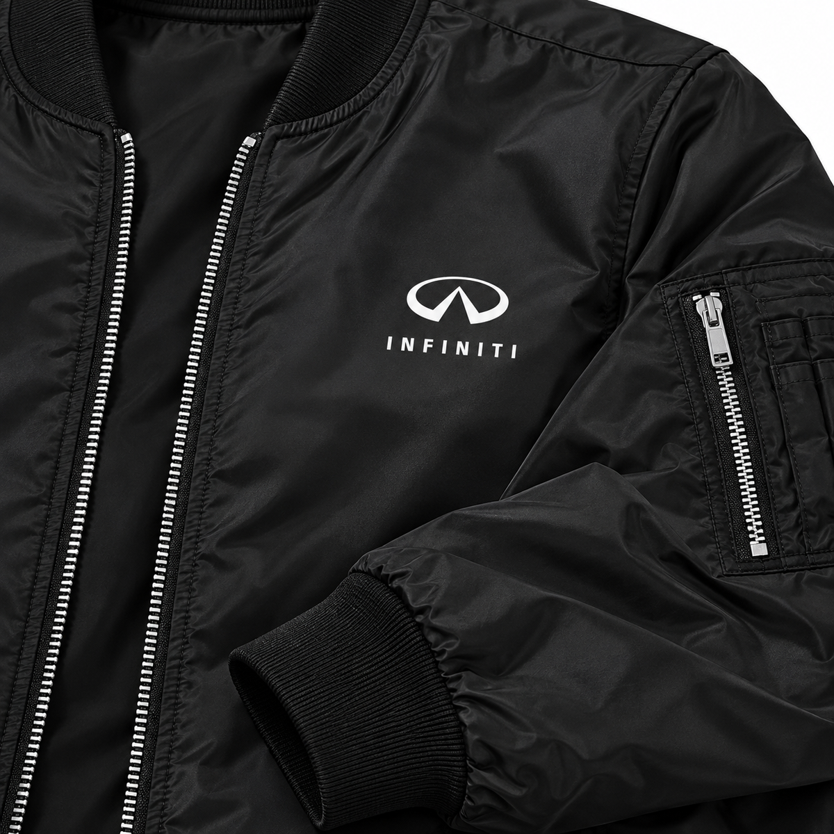 Infiniti Luxury bomber jacket | Black | Sleeve detail