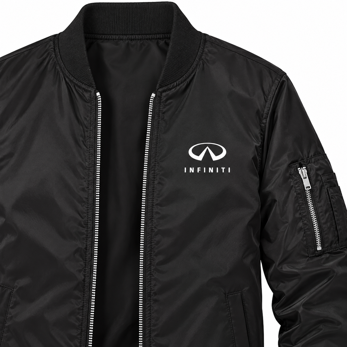 Infiniti Luxury bomber jacket | Black | Chest detail