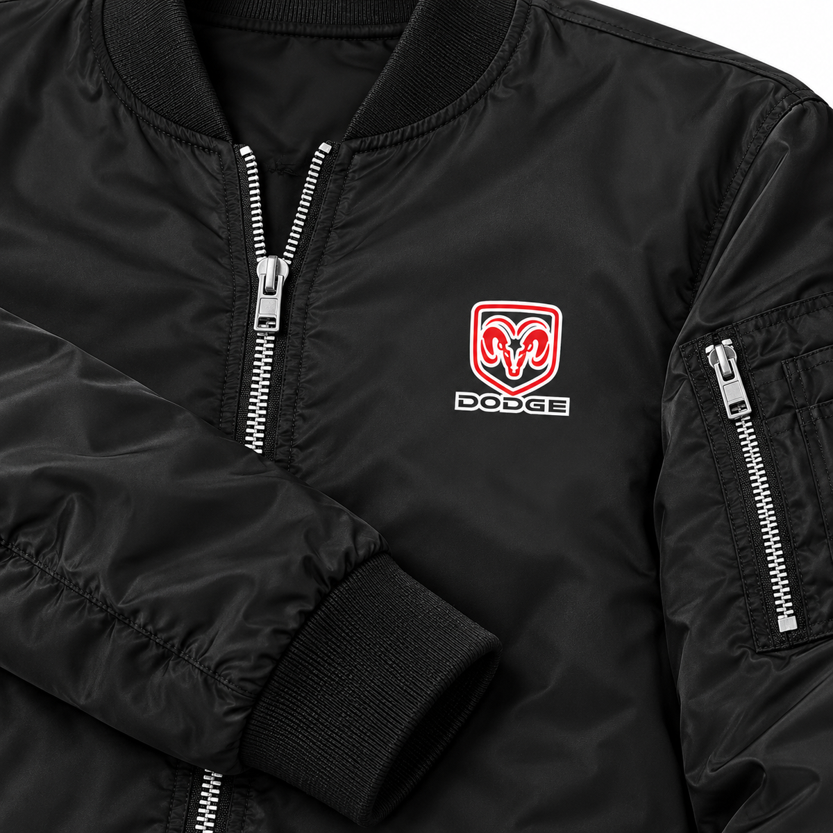 Dodge bomber jacket | Black | Sleeve detail