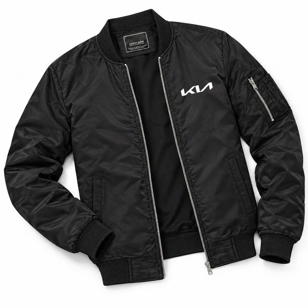 Kia bomber jacket | Black | Flat lay