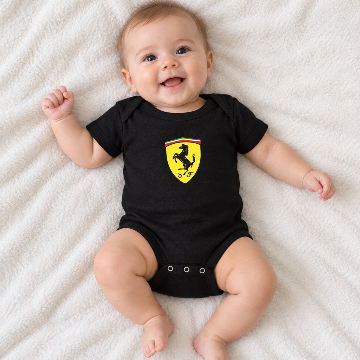 Ferrari Motorsport Car Baby Romper Onesie | Color: Black | Image 2