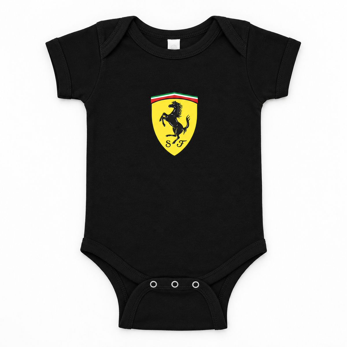 Ferrari Motorsport Car Baby Romper Onesie | Color: Black | Image 4
