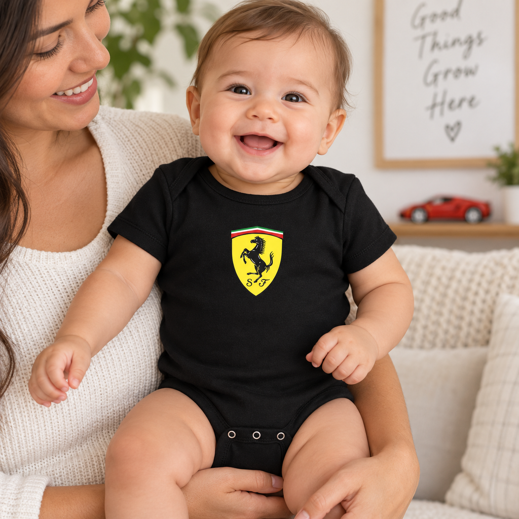 Ferrari Motorsport Car Baby Romper Onesie | Color: Black | Image 5