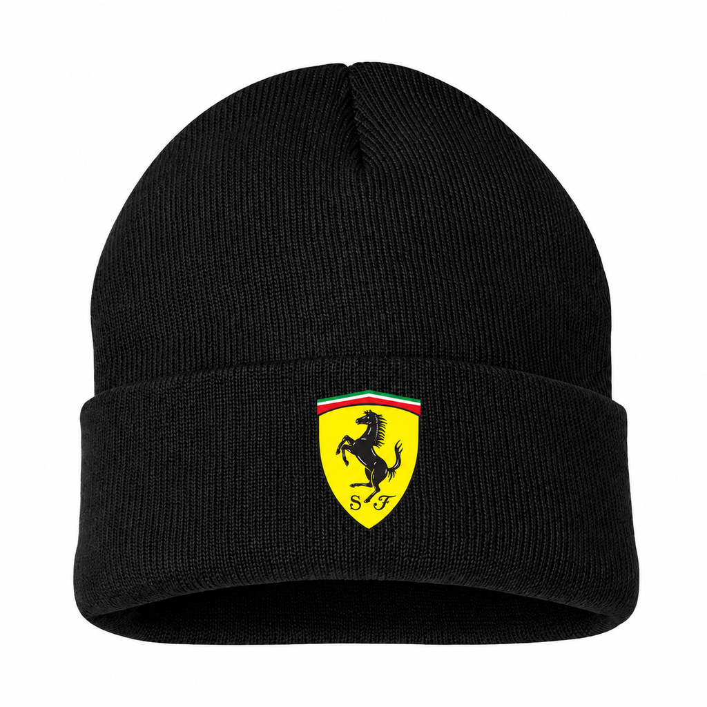 Men's Ferrari Beanie Hat — Black — clean front main