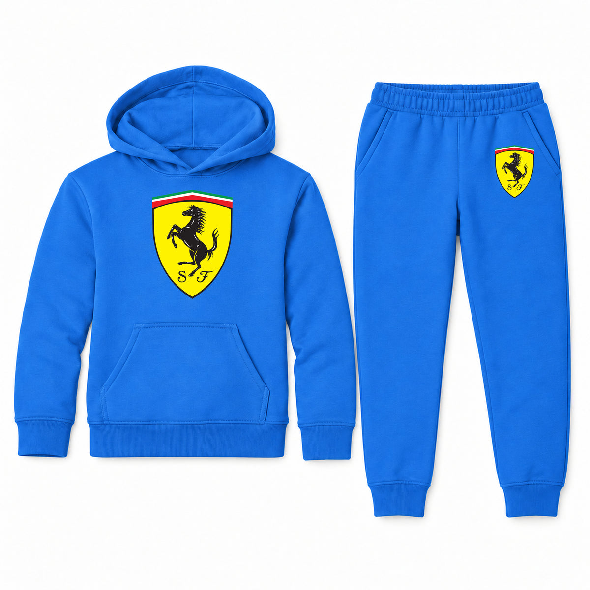 Ferrari youth hoodie jogger set, Blue, Youth Large ages 10–12