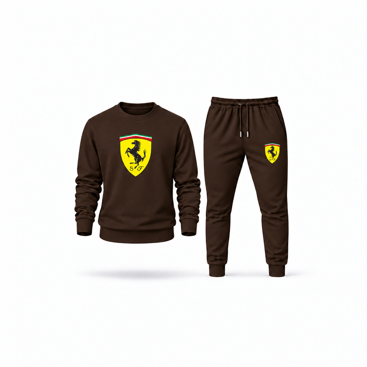 Men's Ferrari Sweatshirt Joggers Set | Color: Brown | Main