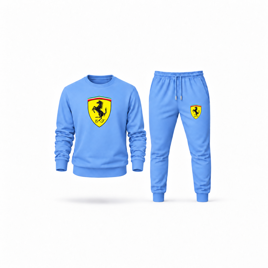 Men's Ferrari Sweatshirt Joggers Set | Color: Carolina Blue | Main
