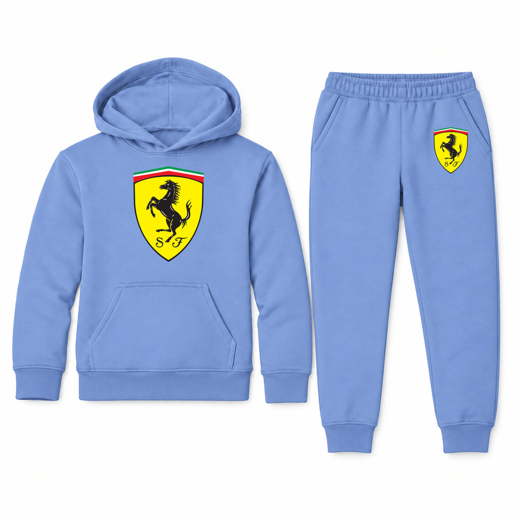 Ferrari youth hoodie jogger set, Carolina Blue, Youth Large ages 10–12