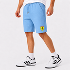 Ferrari fleece shorts Sky Blue front logo near left hem