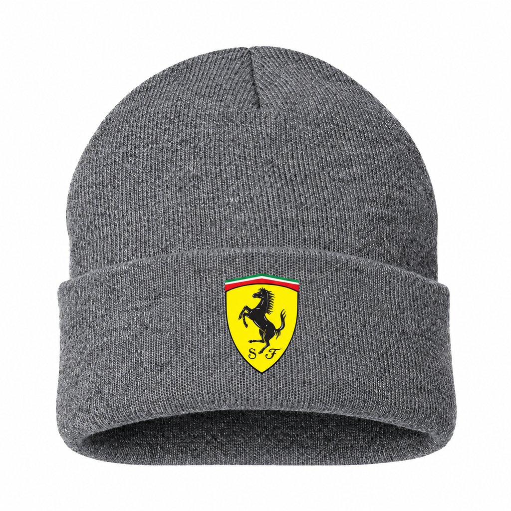 Men's Ferrari Beanie Hat — Grey — clean front main