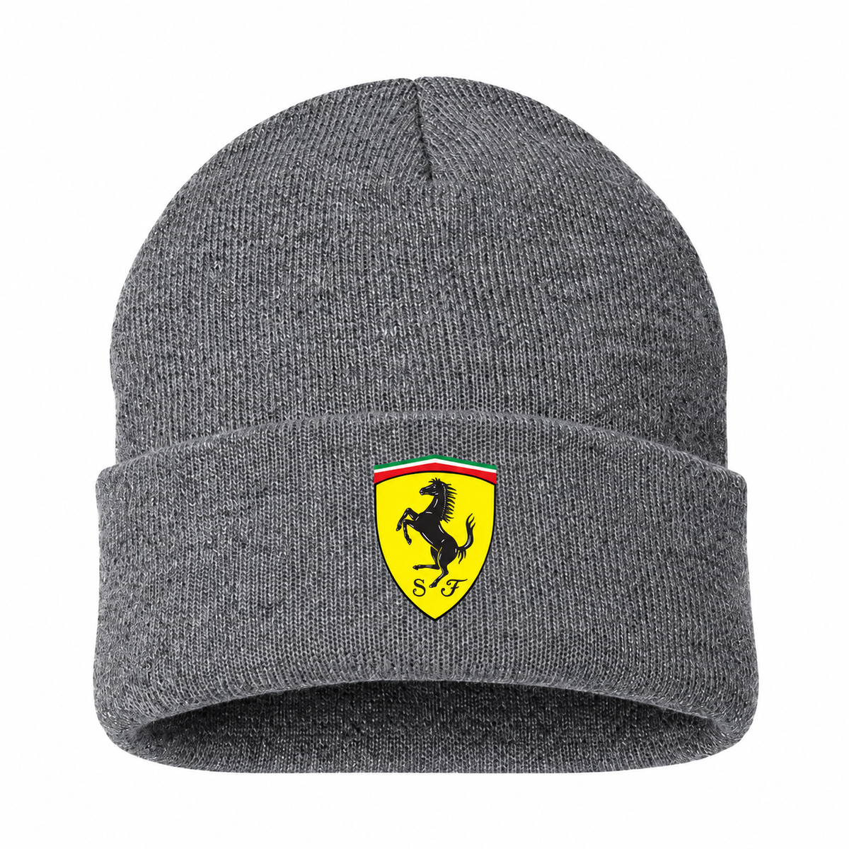 Men's Ferrari Beanie Hat — Grey — clean front main