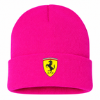 Men's Ferrari Beanie Hat — Hot Pink — clean front main