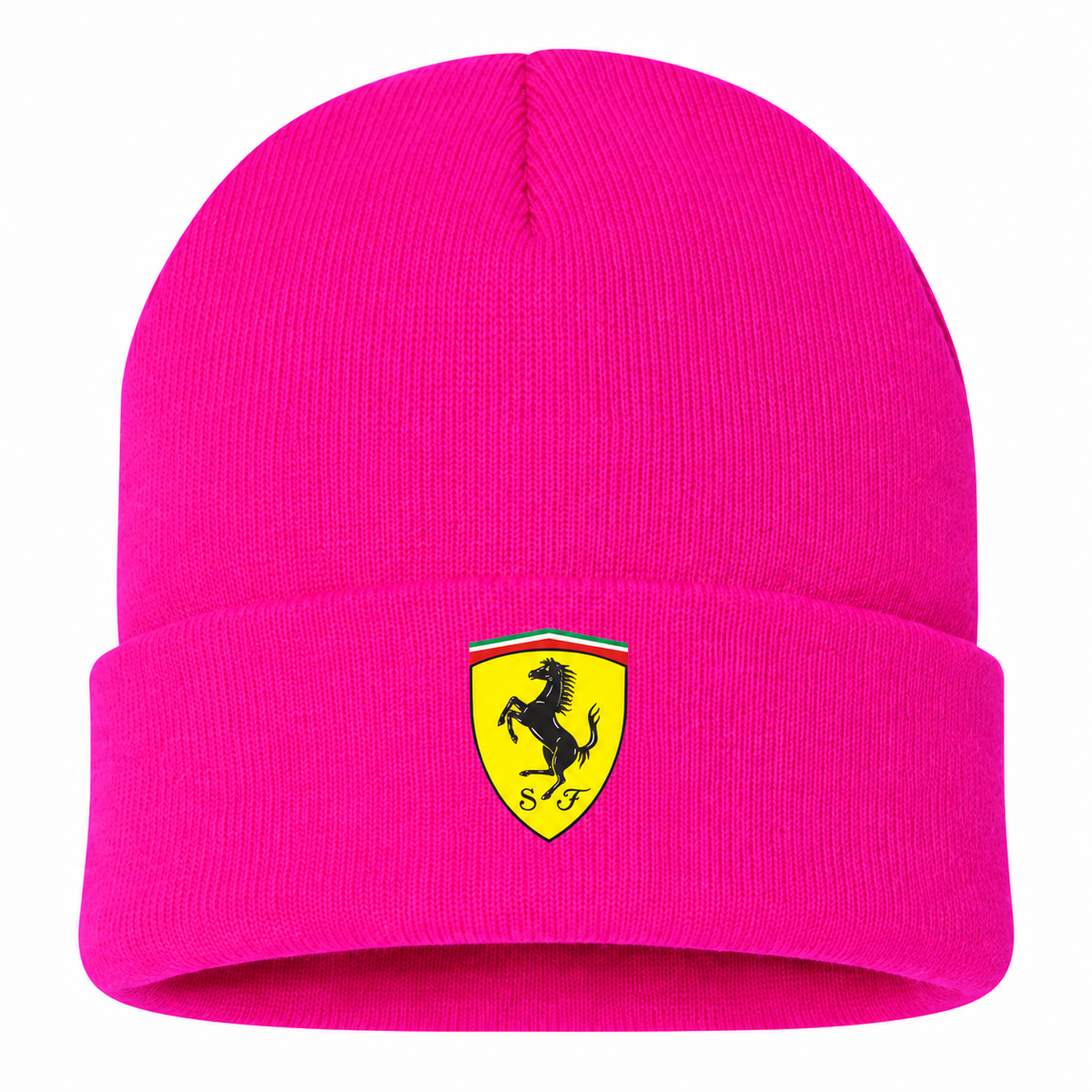Men's Ferrari Beanie Hat — Hot Pink — clean front main