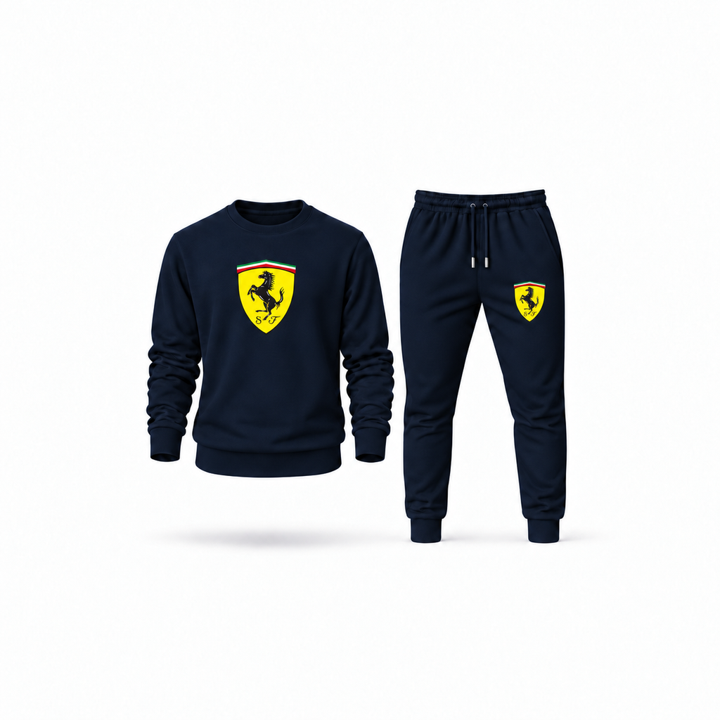 Men's Ferrari Sweatshirt Joggers Set | Color: Navy | Main