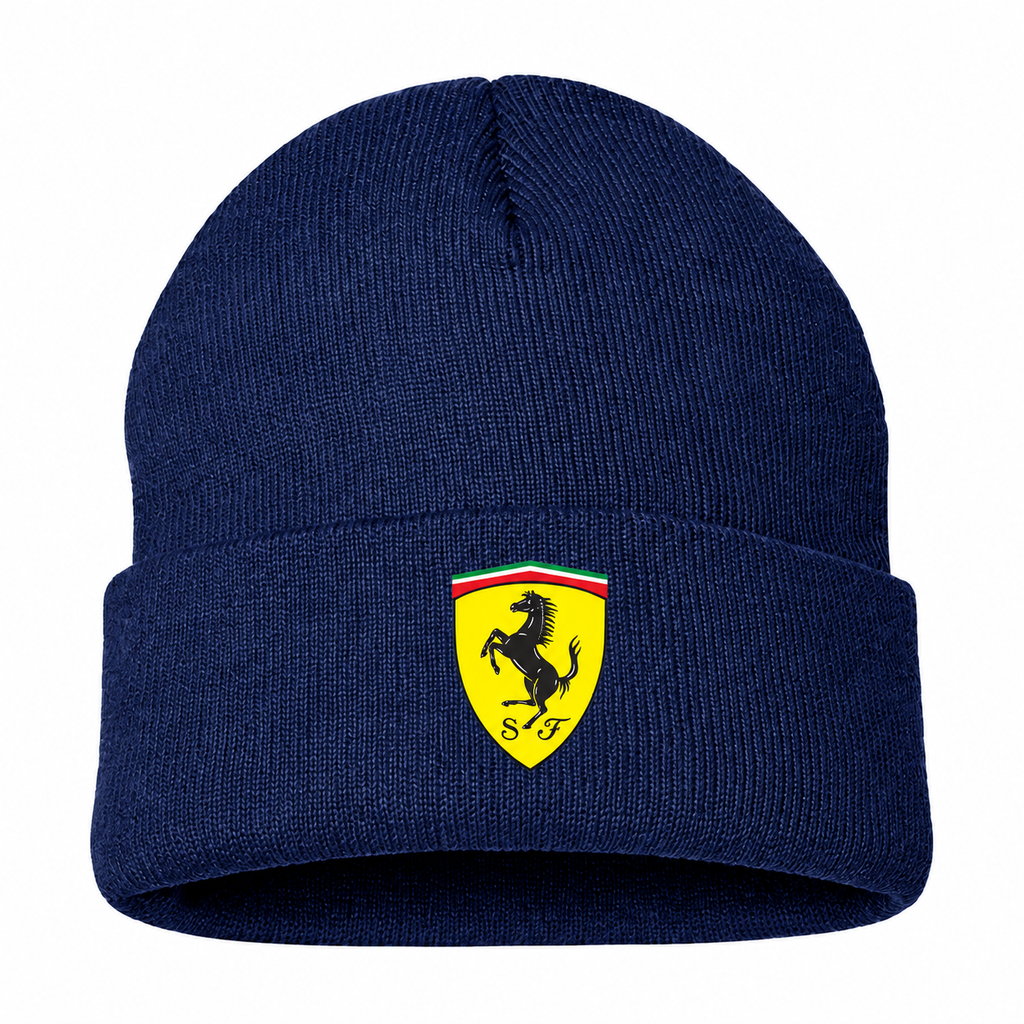 Men's Ferrari Beanie Hat — Navy — clean front main
