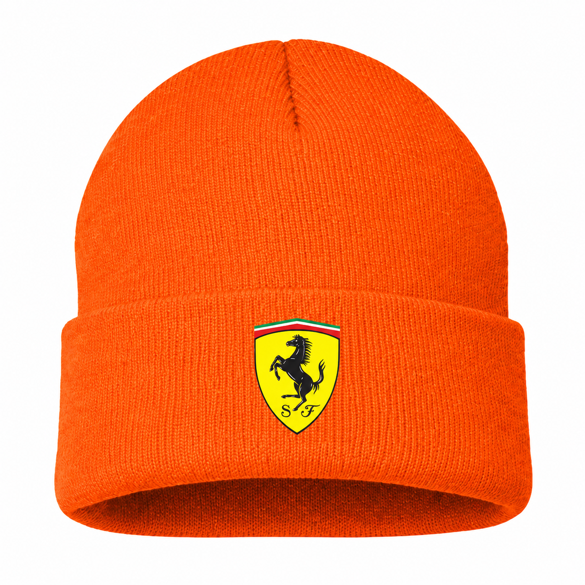 Men's Ferrari Beanie Hat — Orange — clean front main
