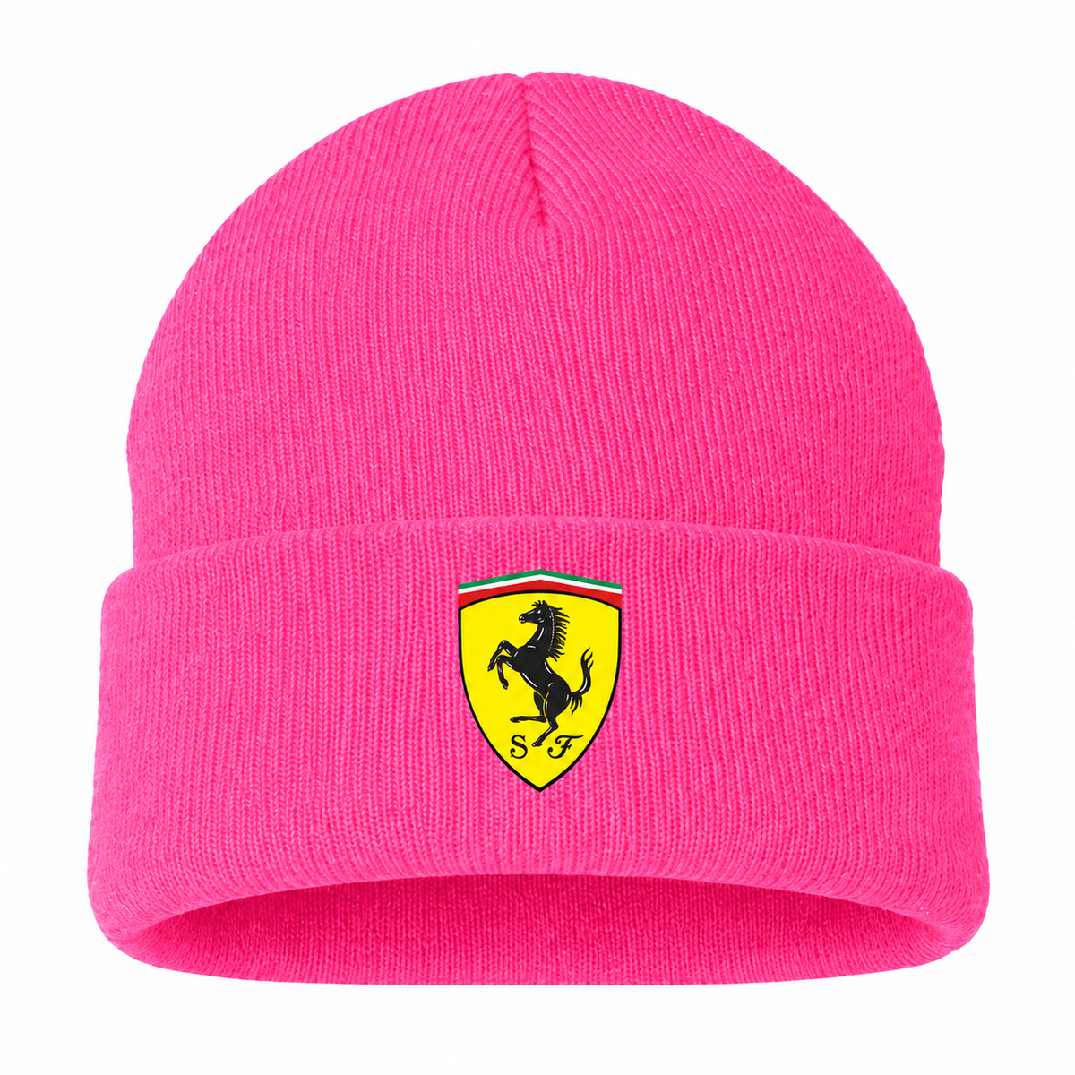 Men's Ferrari Beanie Hat — Pink — clean front main