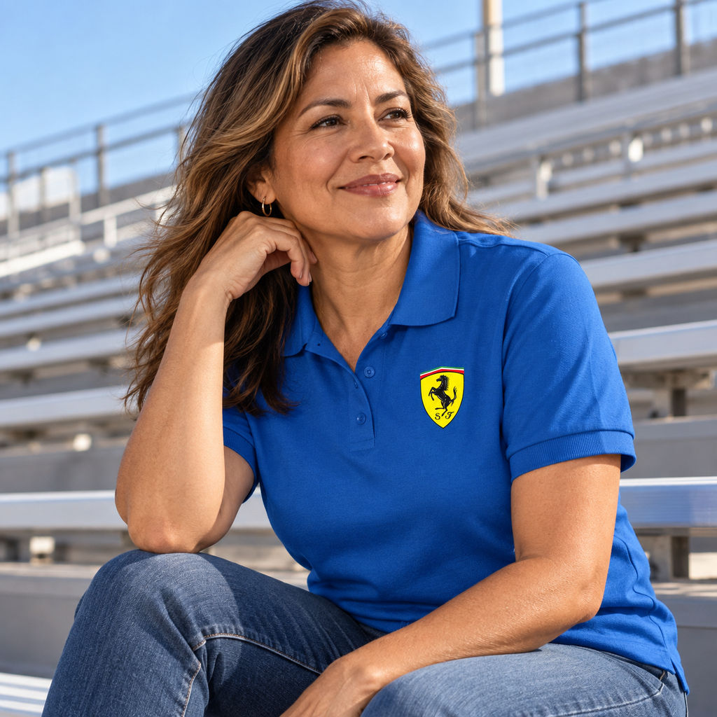 Men’s Ferrari Motorsport Car Dry Blend Polo | Color: Blue | Image 5