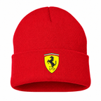 Men's Ferrari Beanie Hat — Red — clean front main