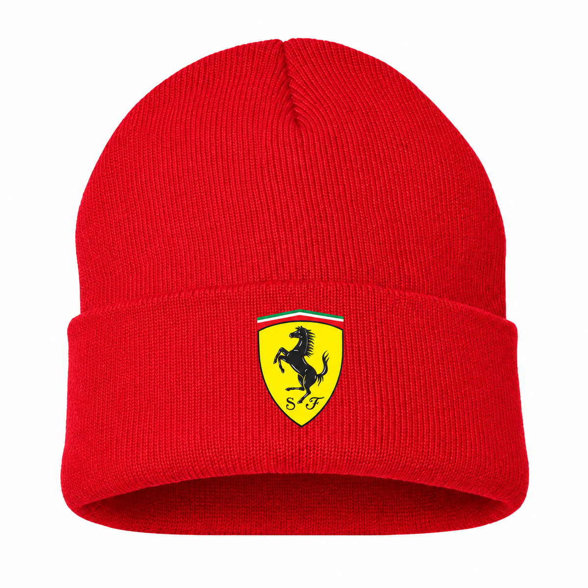 Men's Ferrari Beanie Hat — Red — clean front main