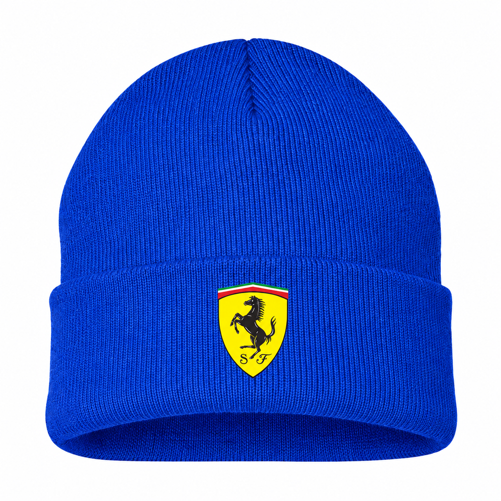 Men's Ferrari Beanie Hat — Royal Blue — clean front main