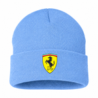 Men's Ferrari Beanie Hat — Sky Blue — clean front main