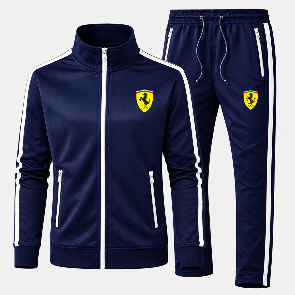 Men's Ferrari Car Dri-Fit TrackSuit | Color: Navy | Current garment, original Drive artwork