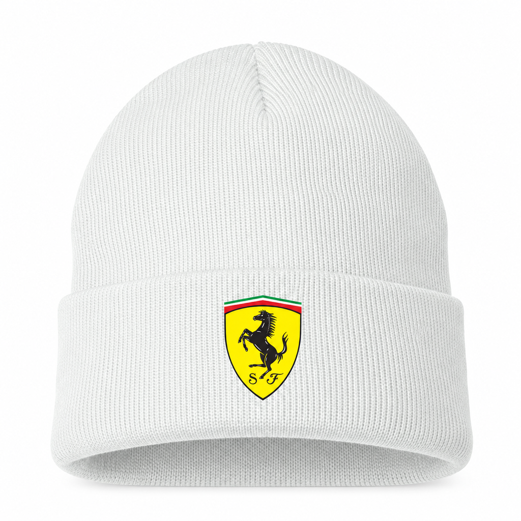 Men's Ferrari Beanie Hat — White — clean front main