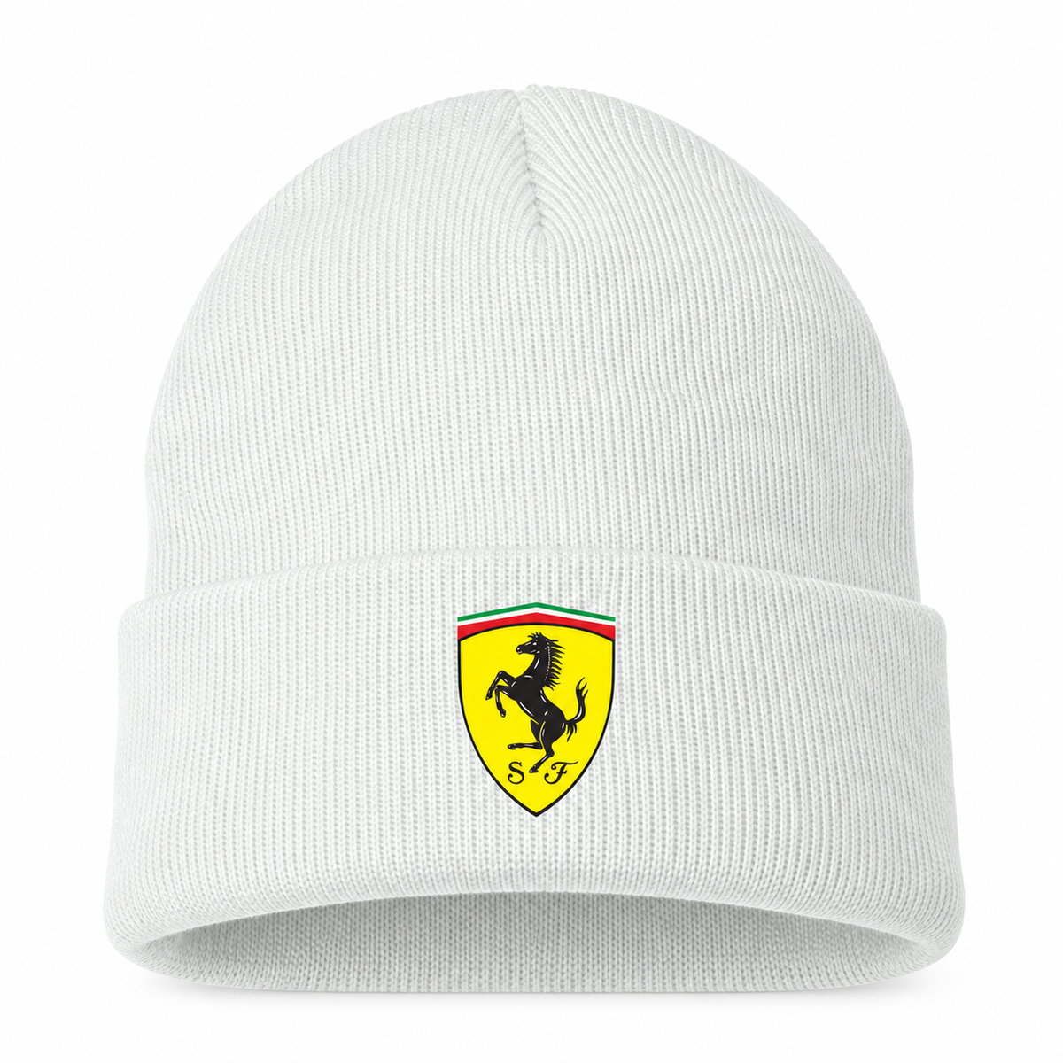 Men's Ferrari Beanie Hat — White — clean front main