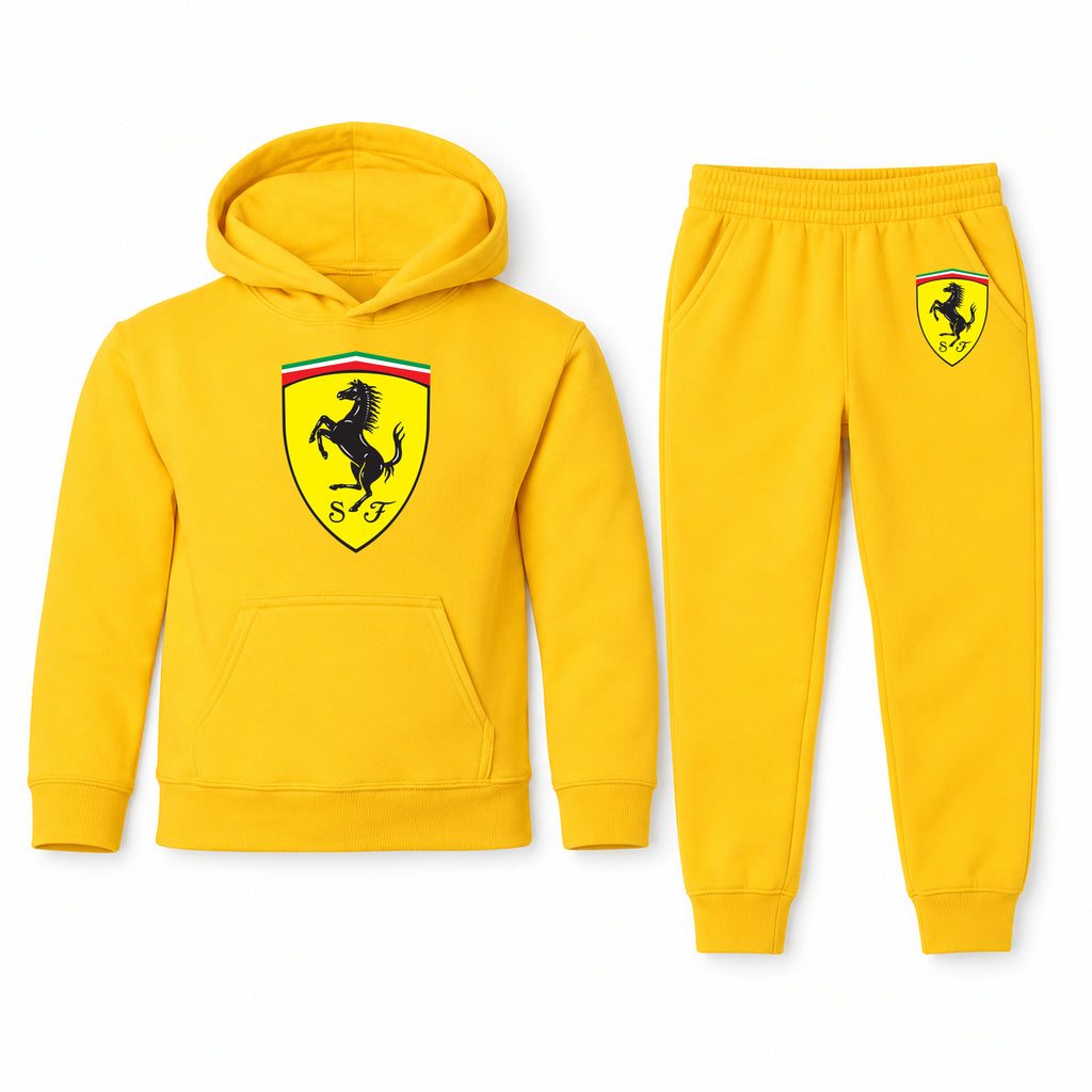Ferrari youth hoodie jogger set, Yellow, Youth Large ages 10–12