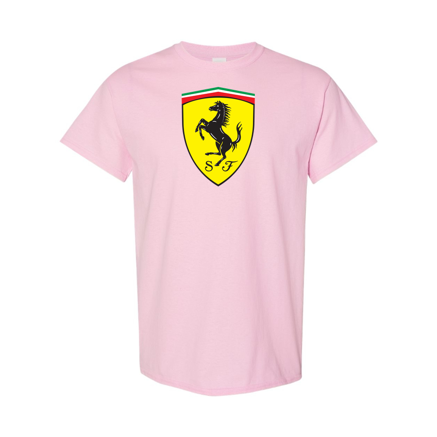 Youth Kids Ferrari Car Cotton T-Shirt | Color: Pink | Main