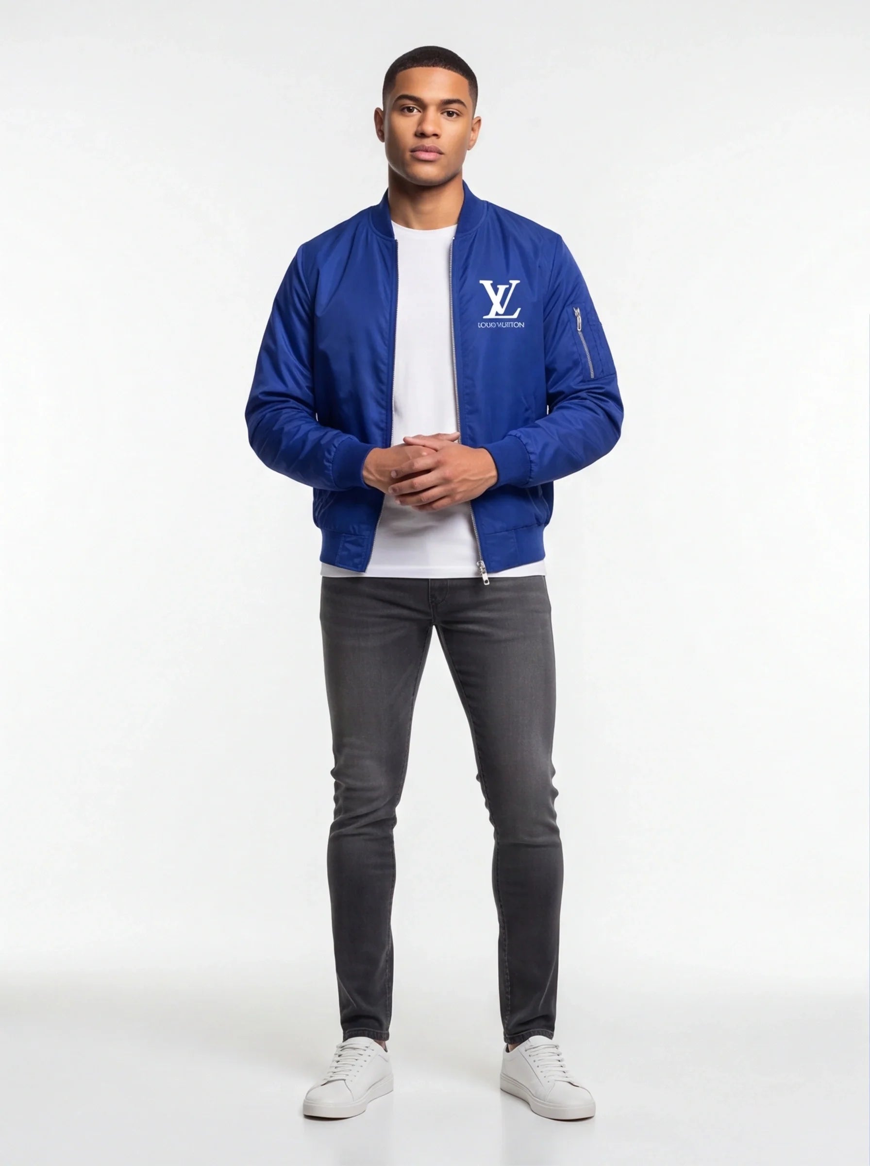 Men's Louis Vuitton Lightweight Bomber Jacket Windbreaker Softshell Varsity Jacket Coat