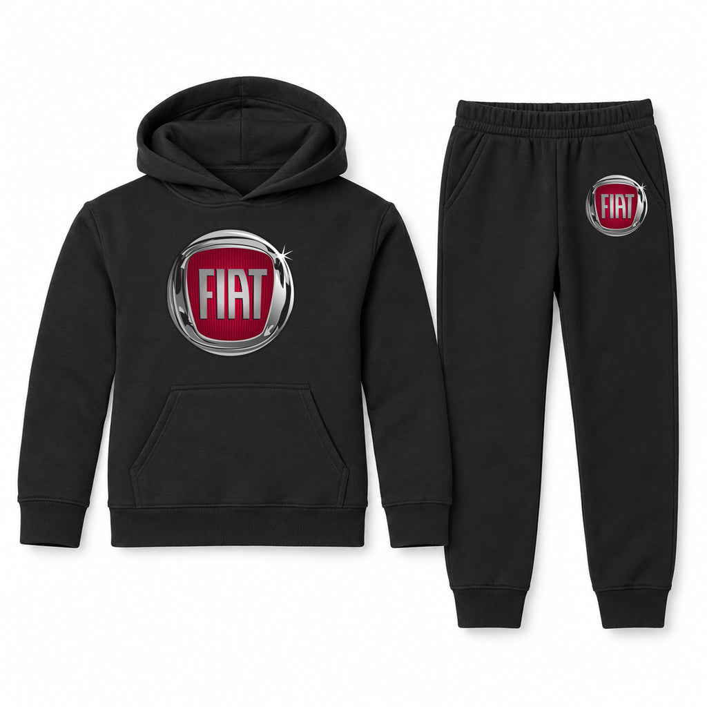 Fiat youth hoodie jogger set, Black, Youth Large ages 10–12